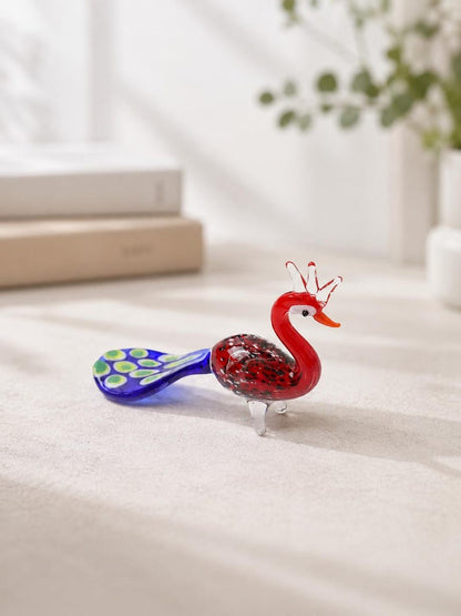 Handmade Glass Peacock Figurine – Colorful Bird Sculpture Decor