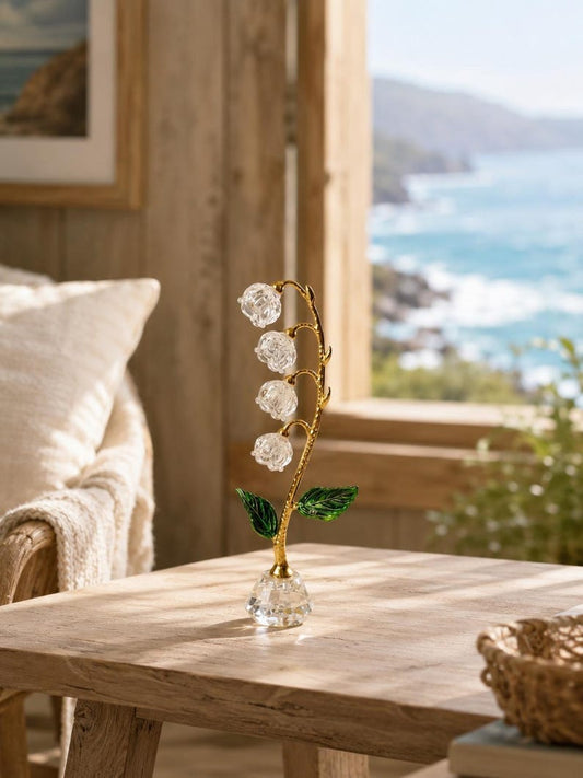 Handmade Crystal Lily of the Valley Figurine – Glass Flower Decor