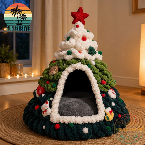 Limited Edition Cozy Christmas Tree Cat Bed