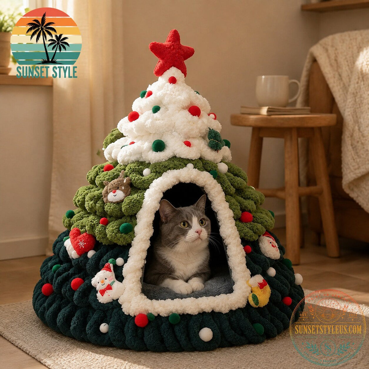 Limited Edition Cozy Christmas Tree Cat Bed