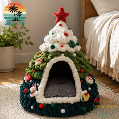 Limited Edition Cozy Christmas Tree Cat Bed