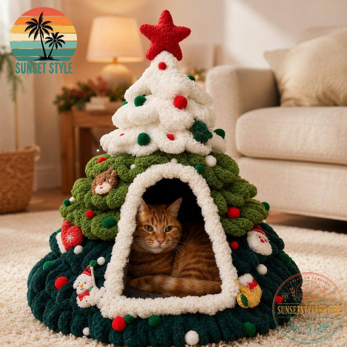 Limited Edition Cozy Christmas Tree Cat Bed