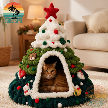 Limited Edition Cozy Christmas Tree Cat Bed
