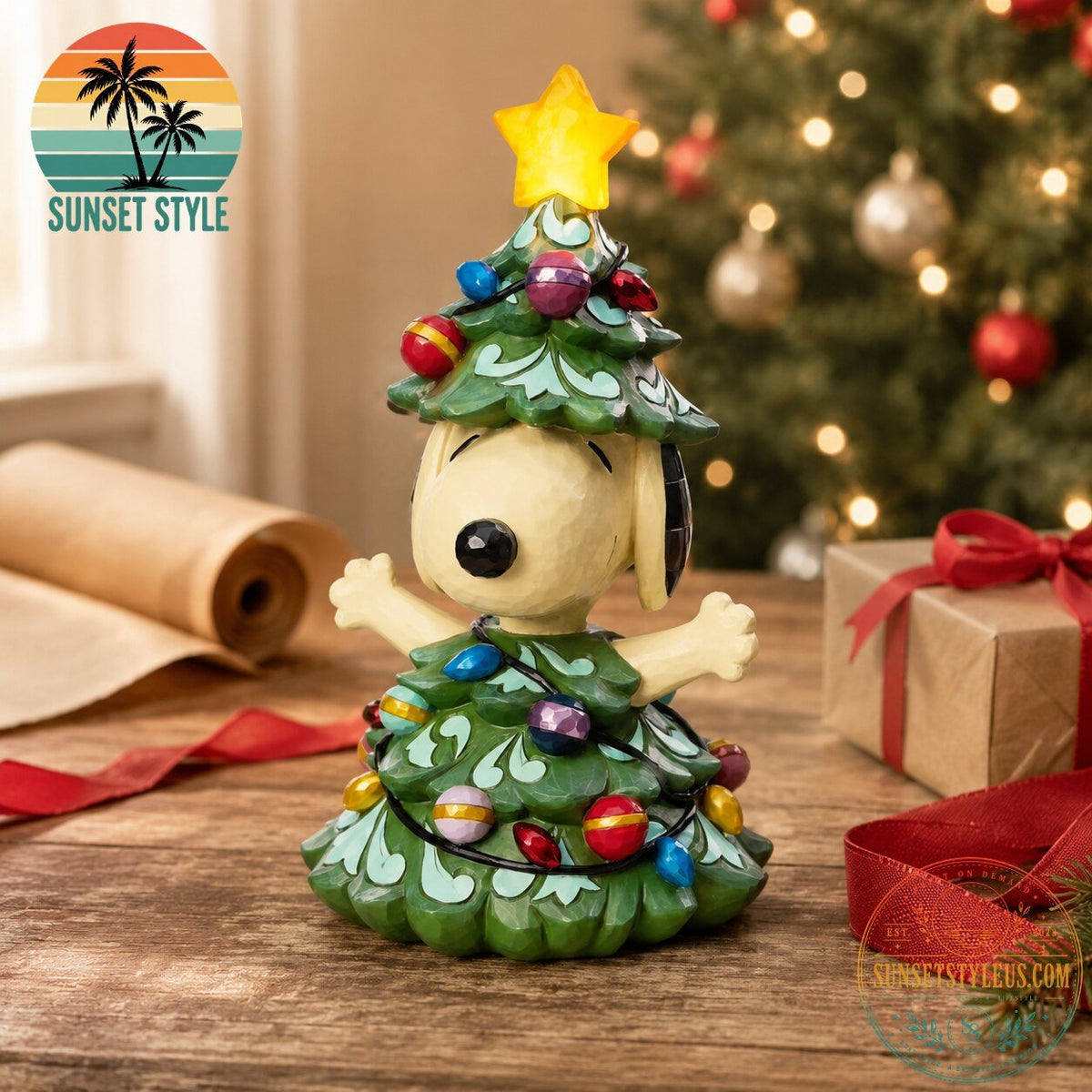 Snoopy Christmas Tree Light-Up Figurine