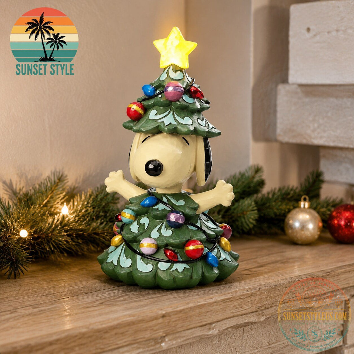 Snoopy Christmas Tree Light-Up Figurine
